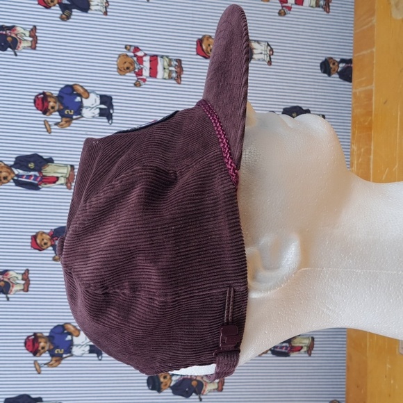 Vintage 80s Virginia Coal corduroy rope brim patched zip tab wine red hat - Picture 5 of 8